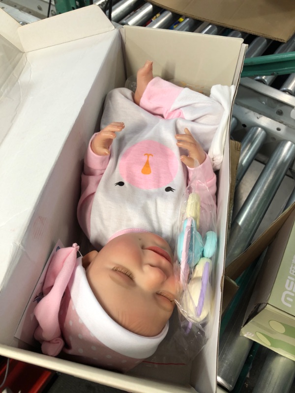 Photo 3 of BABESIDE Lifelike Reborn Baby Dolls - 20-Inch Sweet Smile Realistic-Newborn Baby Dolls Full Body Vinyl Sleeping Baby Girl Real Life Baby Dolls with Toy Accessories Gift Set for Kids Age 3+ hand-painted hair