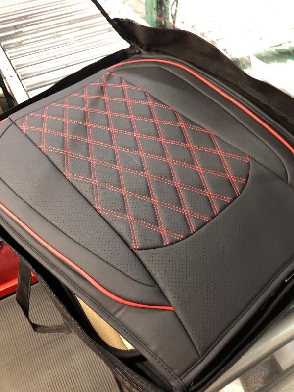 Photo 3 of 5 Seat Covers, MIROZO Vehicle Cushion Cover Breathable Universal Fit for Most Sedan, Truck and SUV for Tacoma Rogue CX5 Chevy Black Red Full Set 5PCS Full Set