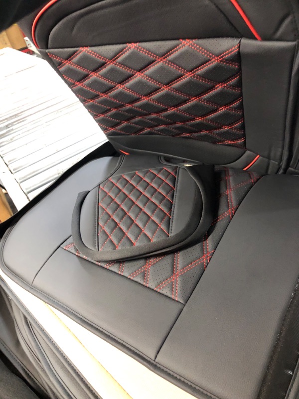 Photo 4 of 5 Seat Covers, MIROZO Vehicle Cushion Cover Breathable Universal Fit for Most Sedan, Truck and SUV for Tacoma Rogue CX5 Chevy Black Red Full Set 5PCS Full Set