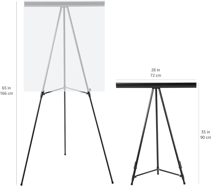 Photo 1 of Amazon Basics High Boardroom Black Aluminum Flipchart Whiteboard and Display Easel Stand with Adjustable Height Telescope Tripod, Black, 35 x 2 x 28 Inches Lightweight Board Easel