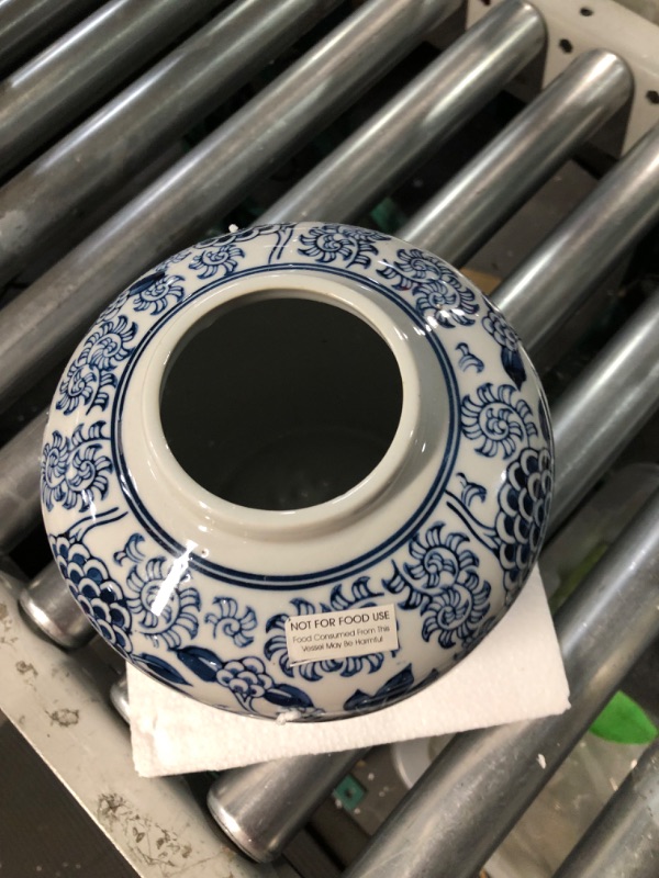 Photo 1 of Creative Co-Op Decorative Ceramic Lid, Blue and White Ginger Jar, Dahlia Flower