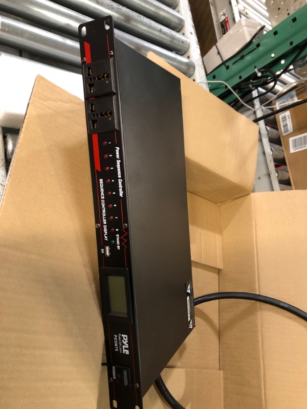 Photo 2 of 10 Outlet Power Sequencer Conditioner - 13 Amp 2000W Rack Mount Pro Audio Digital Power Supply Controller Regulator w/Voltage Readout, Surge Protector, for Home Theater Stage/Studio Use - Pyle PCO875