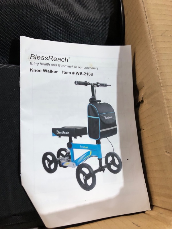 Photo 3 of **READ NOTES BELOW**BlessReach Economy Knee Scooter, Steerable Knee Walker, Foldable Knee Scooters for Foot Injuries Adult Best Crutches Alternative Black 08 Black