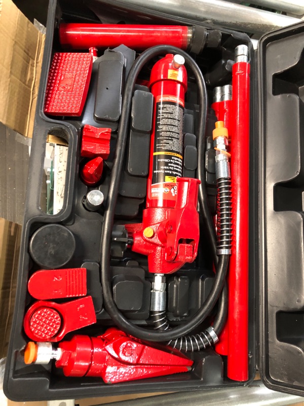 Photo 4 of BIG RED T70401S Torin Portable Hydraulic Ram: Auto Body Frame Repair Kit with Blow Mold Carrying Storage Case, 4 Ton (8,000 lb) Capacity, Red