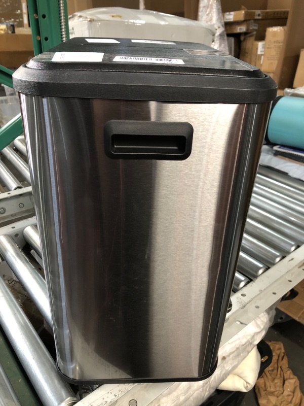 Photo 3 of ***USED READ NOTES***8 Gallon Kitchen Trash Can, Dual Removable Liners for Recycling and Trash, Stainless Steel Shape Dual Trash and Recycling Bin (4 + 4 for 8 Gallon Total), Rectangle, Silver Silver Rectangular