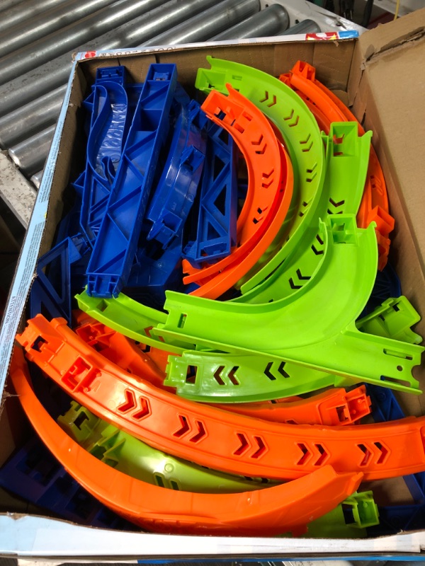 Photo 1 of ?Hot Wheels Track Set and 1:64 Scale Toy Car, 29" Tall Track with Motorized Booster for Fast Racing, Action Spiral Speed Crash Playset???? SHIPS IN OWN CONTAINER