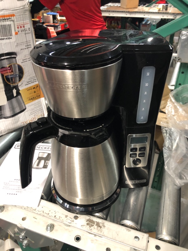 Photo 3 of **MISSING COFFEE INSERT**
BLACK+DECKER 12 Cup Thermal Programmable Coffee Maker with Brew Strength Black/Steel, CM2046S