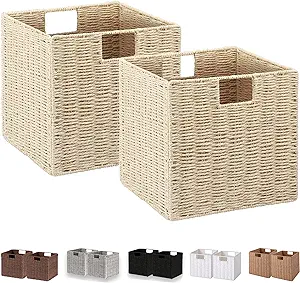 Photo 1 of **ONLY 1**
Vagusicc Wicker Storage Baskets Hand-Woven Beige Beige 11'' x 11'' x 11''