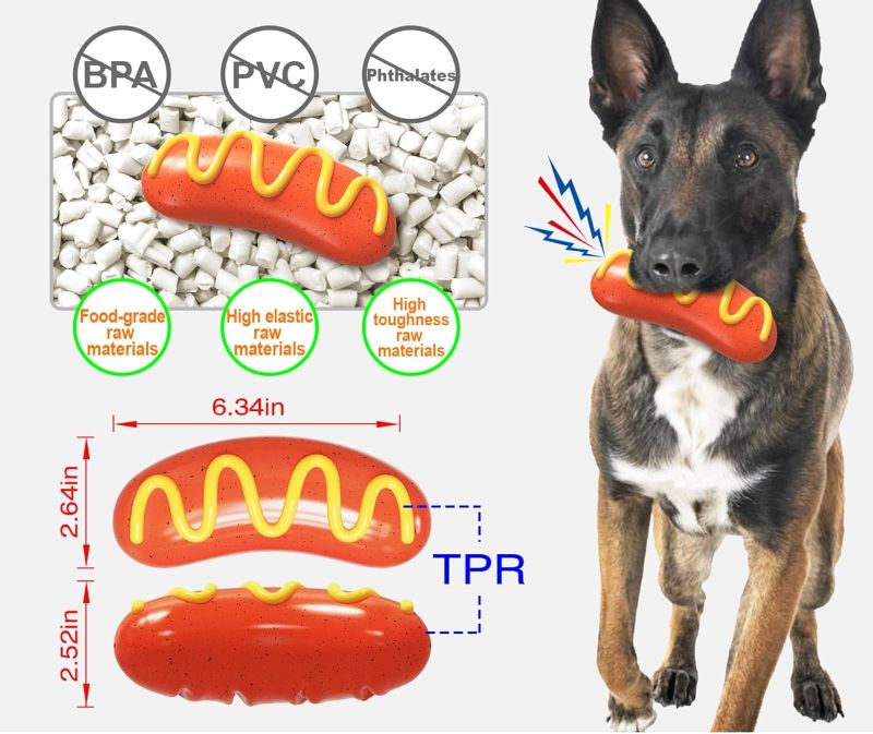 Photo 1 of ****NON-REFUNDABLE****
Dog Toy Sausage Shape Orange Chew Toy Puppy Squeaky Toy
2 PACK 
