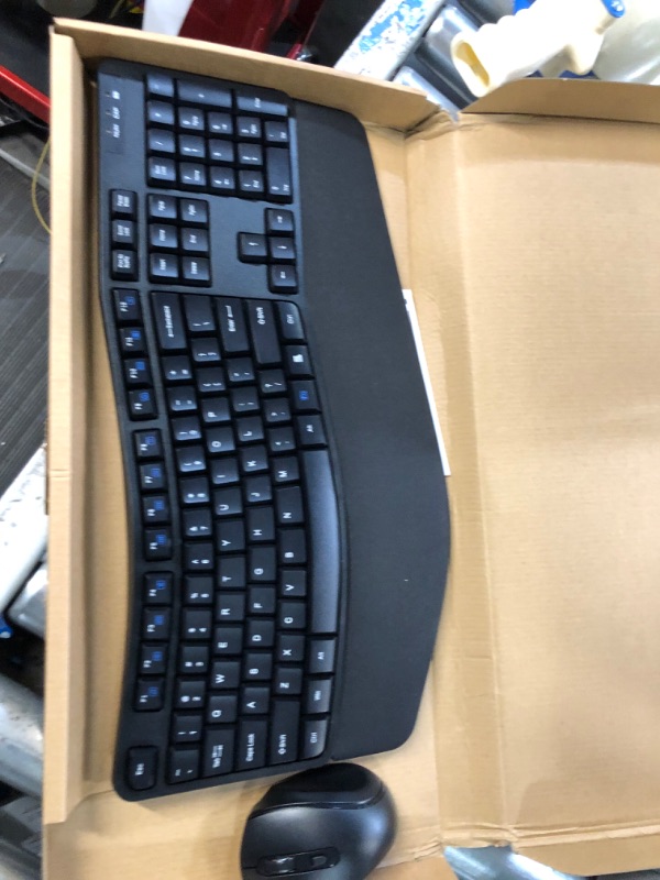 Photo 2 of Amazon Basics Ergonomic Wireless Keyboard Mouse Combo - QWERTY - Black