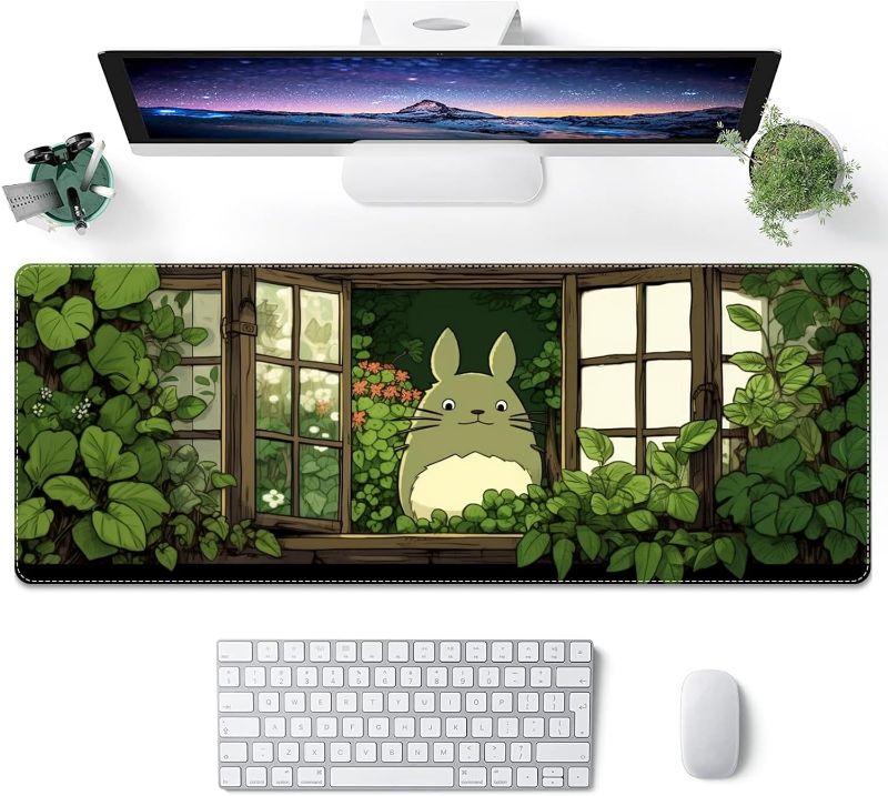 Photo 1 of ProbTis Japanese Kawaii Mouse Pad for Desk, Green Mouse Pad, 31.5”x11.8” 