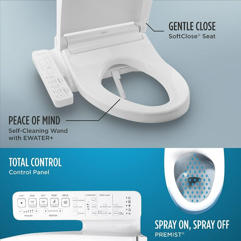 Photo 5 of (READ FULL POST) TOTO SW3074#01 WASHLET C2 Electronic Bidet Toilet Seat with PREMIST and EWATER+ Wand Cleaning, Elongated, Cotton White C2 Elongated Cotton White