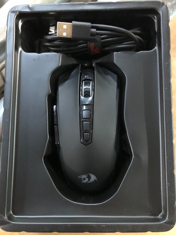 Photo 2 of **MISSING DONGLE**
Redragon Wireless Gaming Mouse, Tri-Mode 2.4G/USB-C/Bluetooth Mouse Gaming, 10000 DPI, Black US Layout