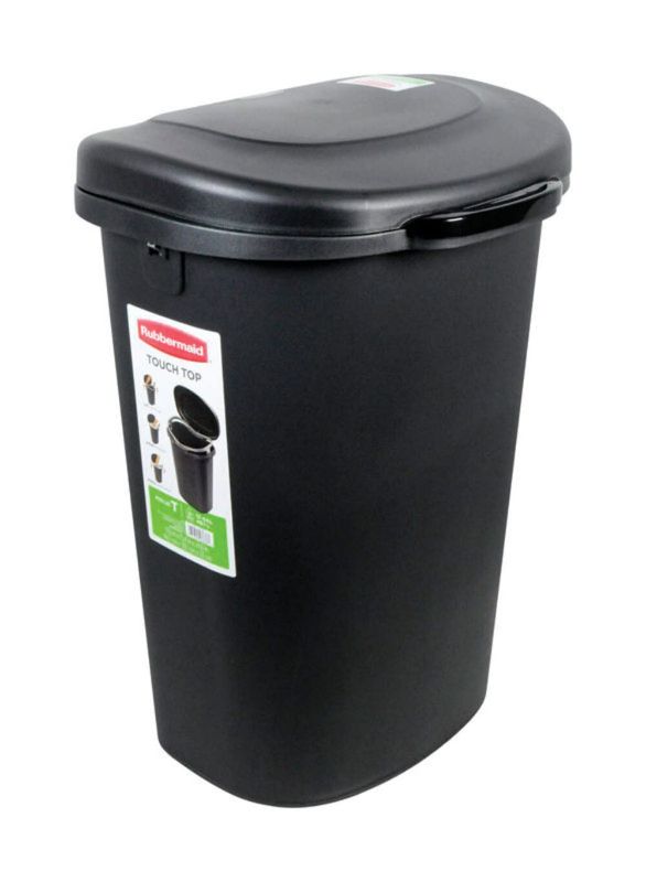 Photo 1 of ***USED - LID DOESN'T CLOSE ALL THE WAY - SEE PICTURES - SCRATCHED***
Rubbermaid 13 gal. Black Touch Top Wastebasket