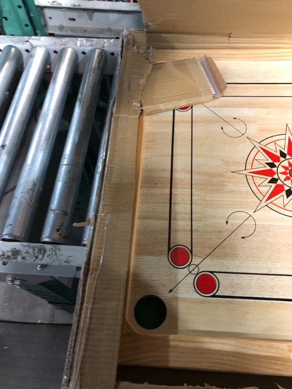 Photo 3 of Carrom Board Game Classic Strike and Pocket Table Game with Cue Sticks, Coins, Queen and Striker