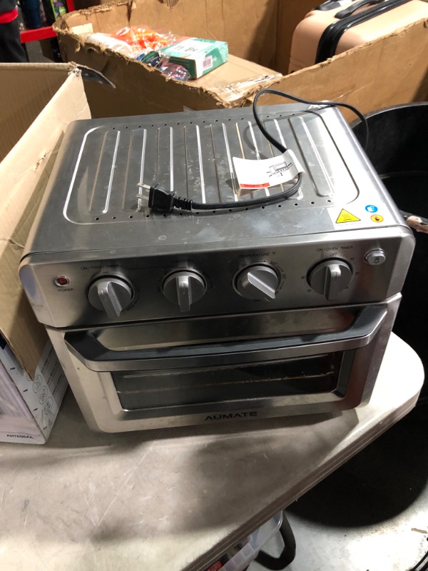 Photo 8 of **READ NOTES, MINOR DAMAGE**
Toaster Oven Air Fryer Combo, AUMATE Kitchen in the box Countertop Convection Oven 19 QT, Stainless Steel Silver