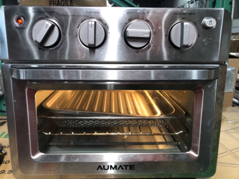 Photo 4 of ***HEAVILY USED AND DIRTY - DENTED AND SCRATCHED - SEE PICTURES***
Toaster Oven Air Fryer Combo, AUMATE Kitchen in the box Countertop Convection Oven 19 QT, Stainless Steel Silver