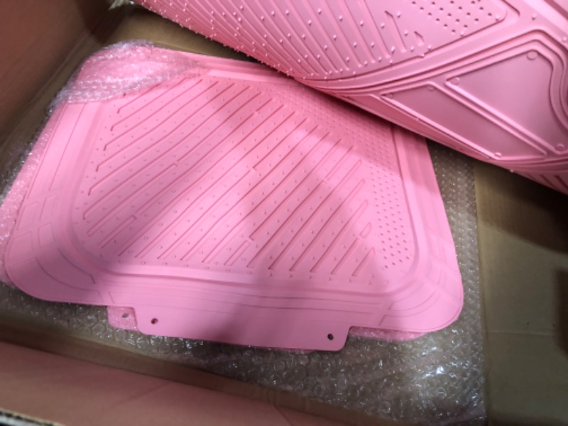 Photo 4 of CAR PASS Heavy Duty Rubber Floor Mats Pink 4-Piece Car Mat Set -