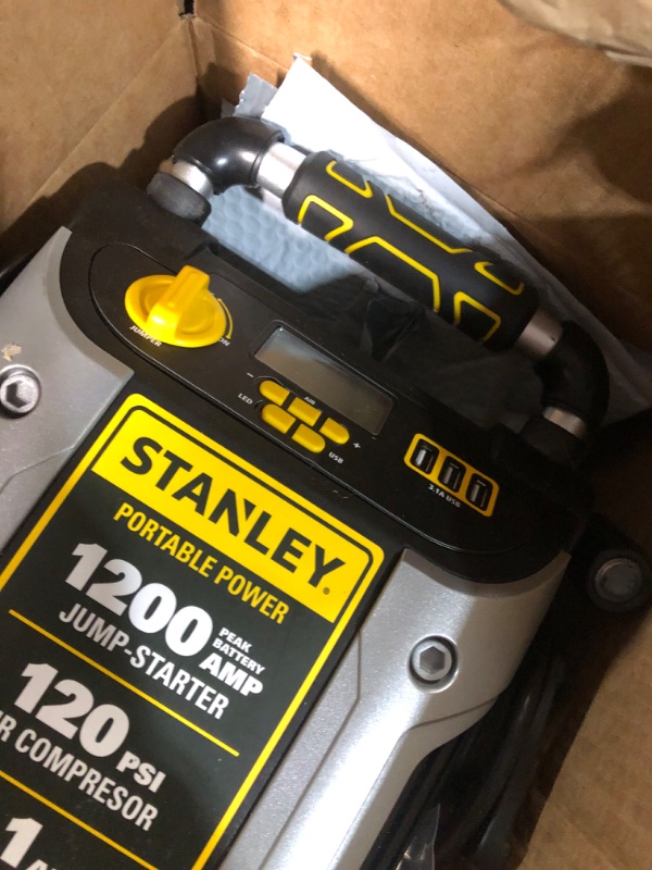 Photo 4 of STANLEY J5C09D Digital Portable Power Station Jump Starter: 1200 Peak/600 Instant Amps, 120 PSI Air Compressor, 3.1A USB Ports, Battery Clamps 1,200 Peak Amps