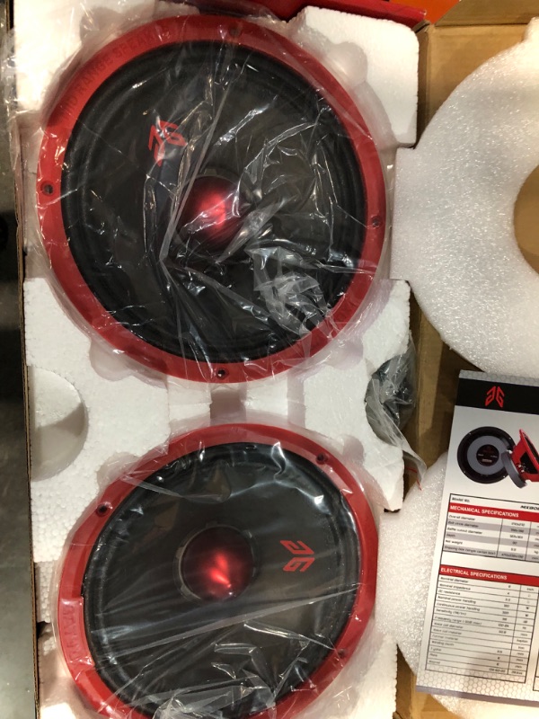 Photo 2 of H YANKA BATVOX 8 Inch Midrange Speakers Car Audio, 640 Watts 4 Ohms Bullet Design Door Speakers with Red Steel Basket, Distortion-Free Sound, Ideal for Cars, Trucks, and More. (1 Pair) 8 Inch 640 W Midrange Speakers Red