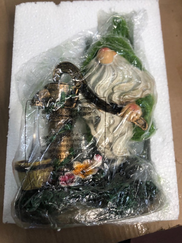 Photo 4 of TERESA'S COLLECTIONS Garden Gnomes Decorations for Yard with Solar Lights, Large Cute Flocked Garden Sculptures & Statues Garden Gifts for Mom Front Porch Patio Outdoor Lawn Ornaments, 11.4"