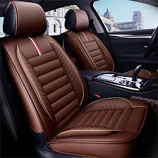 Photo 1 of O2MAT Leather Car Seat Cover, Faux Leatherette Automotive Vehicle Cushion Cover for 5 Passenger Cars & SUV Universal Fit Set for Auto Interior Accessories(Full Set,Brown) Brown Full Set