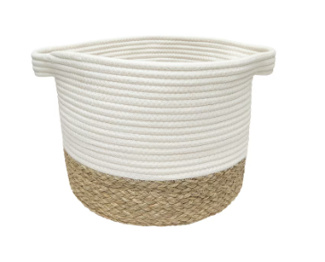 Photo 1 of allen + roth Rope and sea grass 12-in W x 9.5-in H x 12-in D Beige and Natural Sea Grass Basket 3 pack