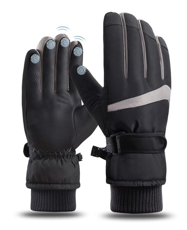 Photo 1 of ECUPPER Black Winter Ski Gloves Waterproof Touchscreen Snowboard Gloves (Peach/Grey)