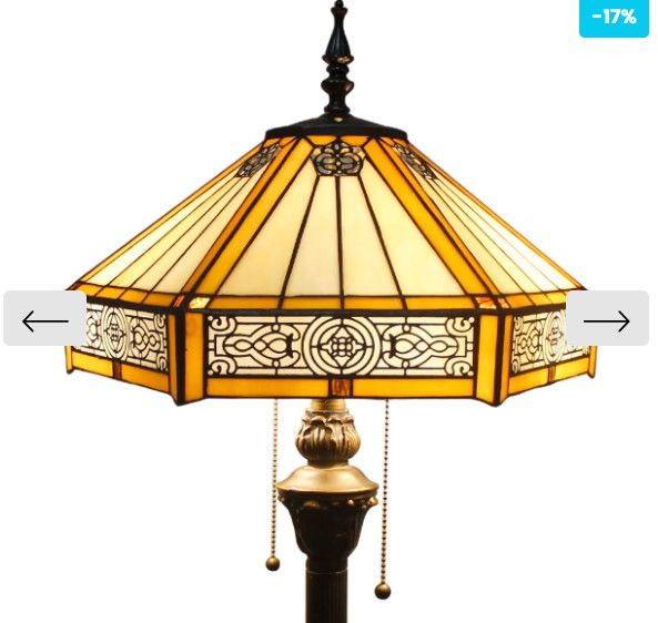 Photo 1 of (READ FULL POST) Tiffany Floor Lamps Werfactory® Yellow Hexagon Stained Glass Mission Light
