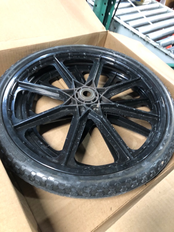 Photo 4 of HAKULA MATATA 2 Pc 20" Flat Free Tires PU Non-inflated Tire Wheels, 20x2 Inch Tire with Bearing, Hub for Wheelbarrow, Carts, Garden Trailers