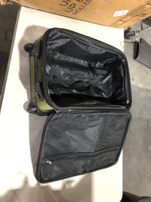 Photo 4 of ***USED - DAMAGED - FRAYED - SEE PICTURES***
U.S. Traveler Rio Rugged Fabric Expandable Carry-on Luggage, 2 Wheel Rolling Suitcase, Green, Set