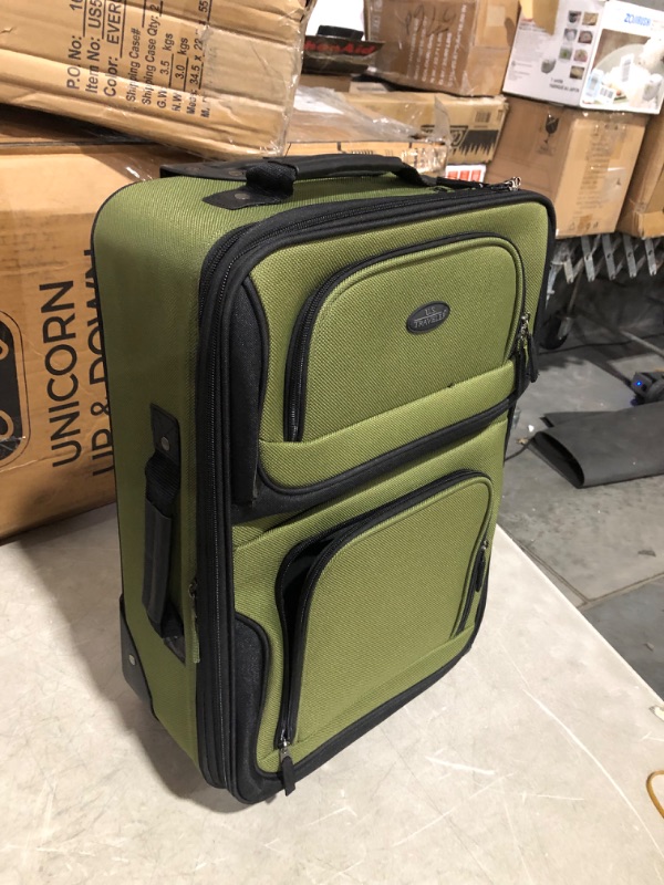 Photo 5 of (READ FULL POST) U.S. Traveler Rio Rugged Fabric Expandable Carry-on Luggage, 2 Wheel Rolling Suitcase, Green, Set
