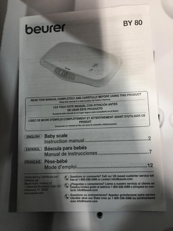 Photo 5 of Beurer BY80 Digital Baby Scale, Infant Scale for Weighing in Pounds, Ounces, or Kilograms up to 44 lbs with Hold Function, Pet Scale for Cats and Dogs
