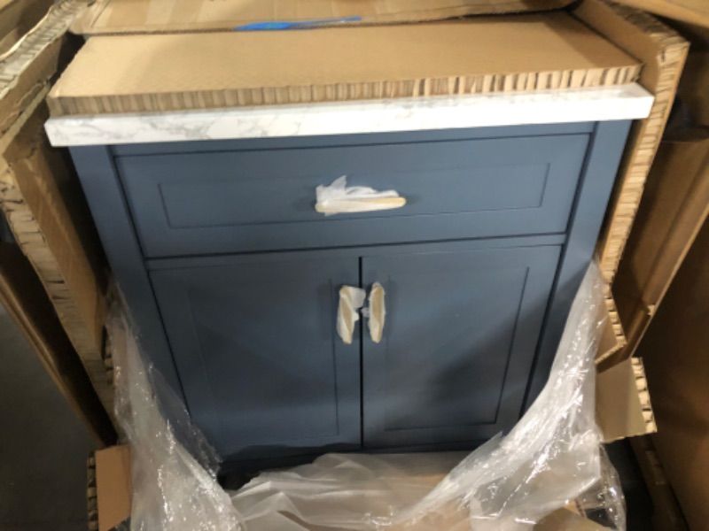 Photo 2 of **TRUCK/SUV NEEDED FOR PICKUP** 
Allen + Roth Lancashire 30-In Chambray Blue Undermount Single Sink Bathroom Vanity With White Engineered Stone Top