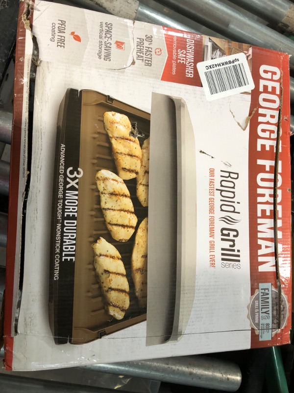 Photo 5 of ***DAMAGED BOX-PRODUCT PERFECT***George Foreman 5-Serving Removable Plate Electric Indoor Grill and Panini Press - White Gold with Bronze Plates