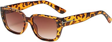 Photo 1 of (2 PACK) Fashion Rectangle Sunglasses for Women Men Black Plastic Frame Sun Glasses with UV400 Beige/Brown 53 Millimeters