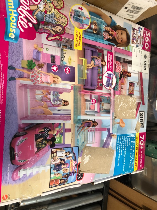 Photo 6 of Barbie DreamHouse Dollhouse with 70+ Accessories, Working Elevator & Slide, Transforming Furniture, Lights & Sounds Wheelchair Accessible Elevator