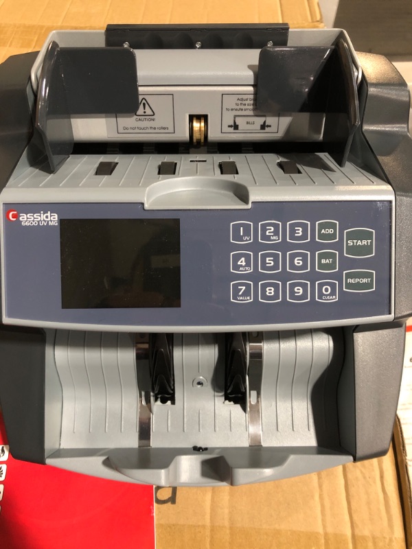 Photo 2 of ***PARTS ONLY/NON-RETURNABLE** DOES NOT POWER ON***
Cassida 6600 UV/MG – USA Business Grade Money Counter with UV/MG/IR Counterfeit Detection 