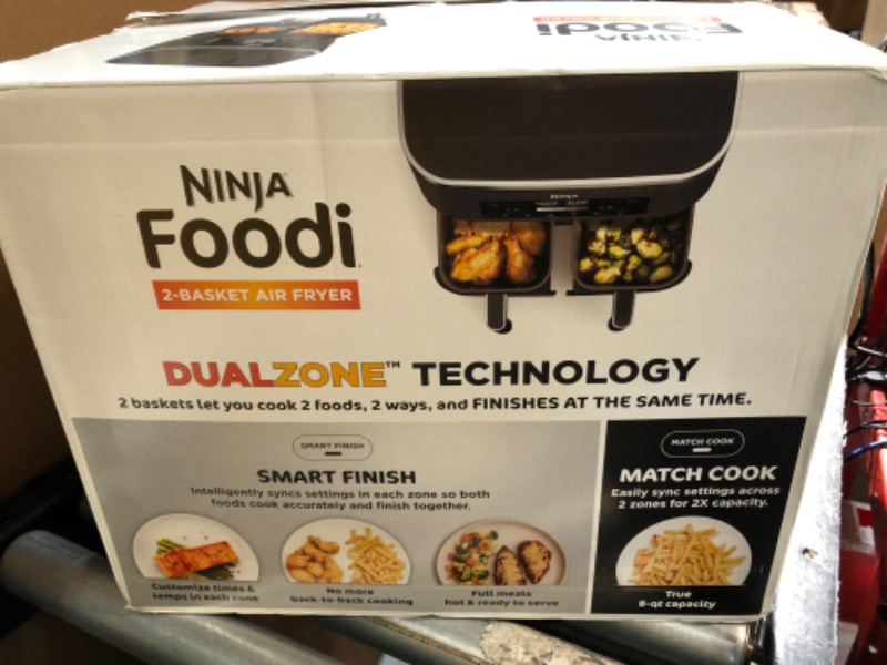 Photo 6 of ***HEAVILY USED AND DIRTY - RUSTED - SEE PICTURES***
Ninja DZ201 Foodi 8 Quart 6-in-1 DualZone 2-Basket Air Fryer with 2 Independent Frying Baskets, Grey