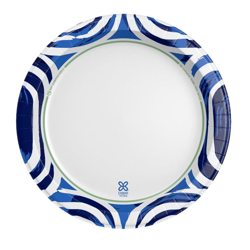 Photo 1 of (3 packs) Dixie Ultra Paper Plates,  10 1/6 inch Dinner Size Printed Disposable Plates, 44 Count, (1 Pack of 43 Plates),White, Blue

