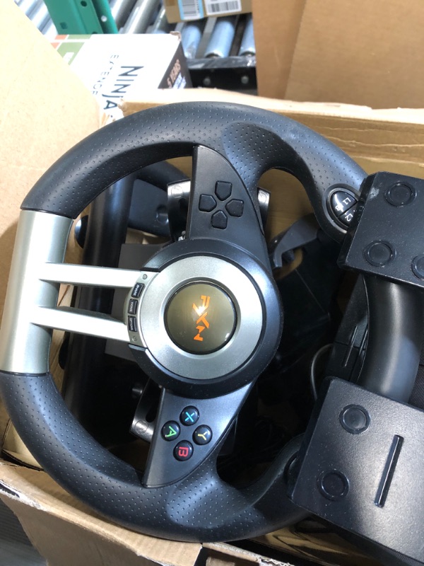 Photo 4 of Game Racing Wheel, PXN-V3II 180° Competition Racing Steering Wheel with Universal USB Port and with Pedal, Suitable for PC, PS3, PS4, Xbox One, Xbox Series S&X, Nintendo Switch - Black