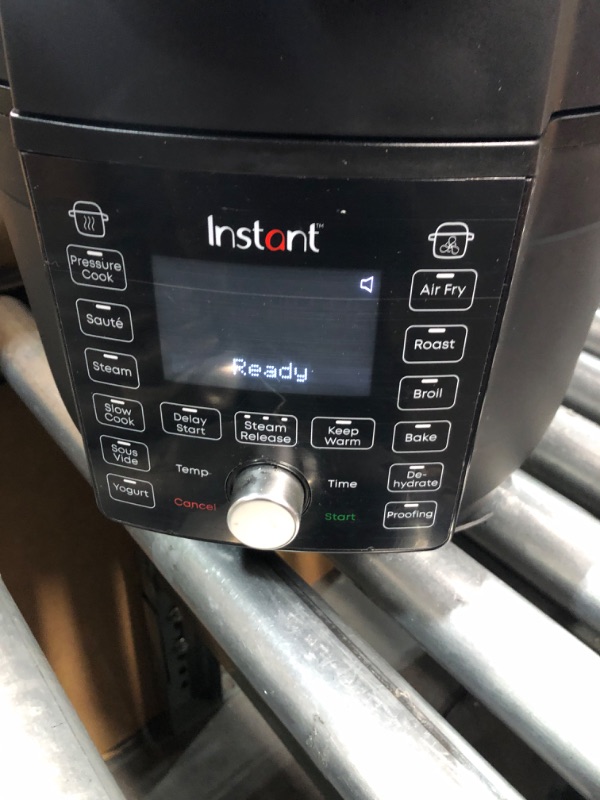 Photo 3 of ***DAMAGED - HINGE BROKEN - LID JAMMED SHUT - SEE PICTURES - POWERS ON - UNABLE TO TEST FURTHER***
Instant Pot Duo Crisp Ultimate Lid, 13-in-1 Air Fryer and Pressure Cooker Combo, Sauté, Slow Cook, 6.5QT Ultimate