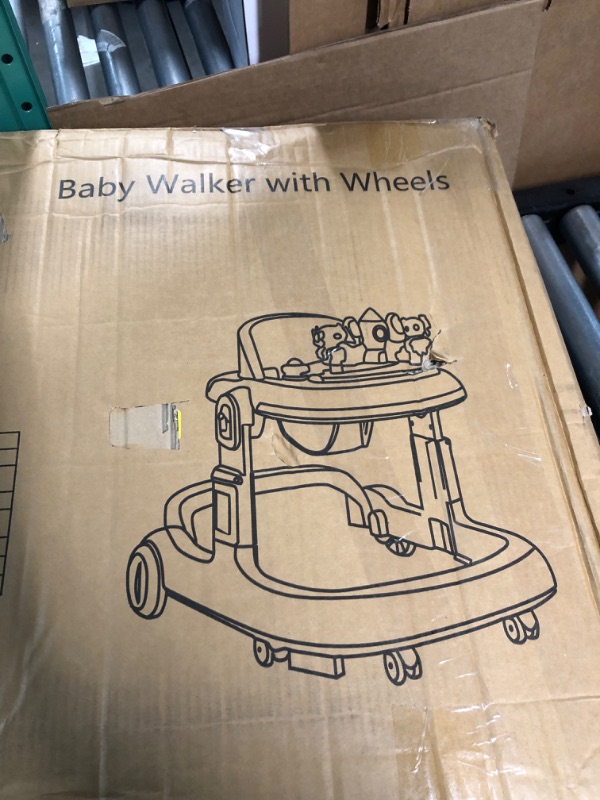 Photo 4 of Baby Walker, 4 in 1 Foldable Baby Walker, Baby Walker with Wheels & LED Light, Adjustable Speed and 3 Height for Baby Girl and Baby Boy, Baby Walkers for Babies 6-18 Months Khaki Blue