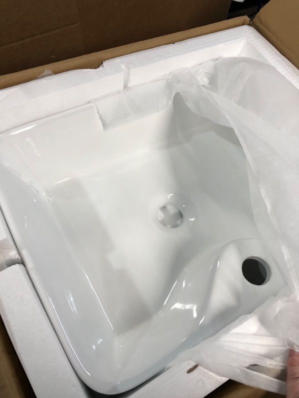 Photo 3 of ***WHITE*** Square Bathroom Vessel Sink - Logmey 15''x15'' Square Above Counter Black Porcelain Ceramic Vanity Sink Art Basin 15" x 15" 