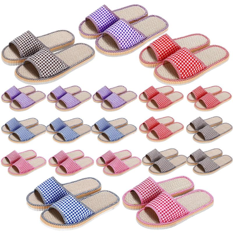 Photo 1 of 15 Pairs House Slippers Disposable House Slippers for Guests Breathable Open Toe Indoor Slipper Spa Slipper for Home Bedroom Hotel Travel, 6 Large Size and 9 Medium Size
