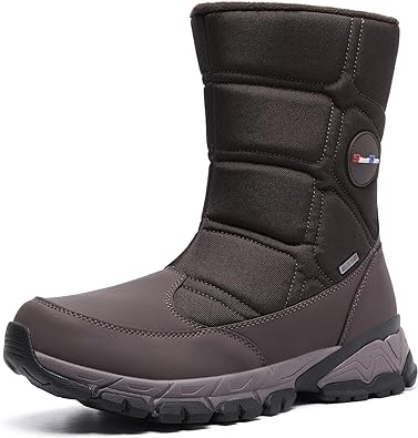 Photo 1 of SILENTCARE Men's Winter Waterproof Snow Boots Warm Slip On Mid-Calf Zipper Booties Lightweight Outdoor Athletic (SIZE 8)
