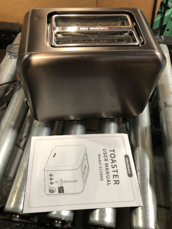 Photo 1 of ***SMALL DENTS*** SEEDEEM Toaster 2 Slice, Stainless Steel Bread Toaster LCD Display, 7 Bread Shade Settings, 1.4'' Wide Slots Toaster Bagel/Defrost/Reheat Functions, Removable Crumb Tray, 900W, Dark Metallic
