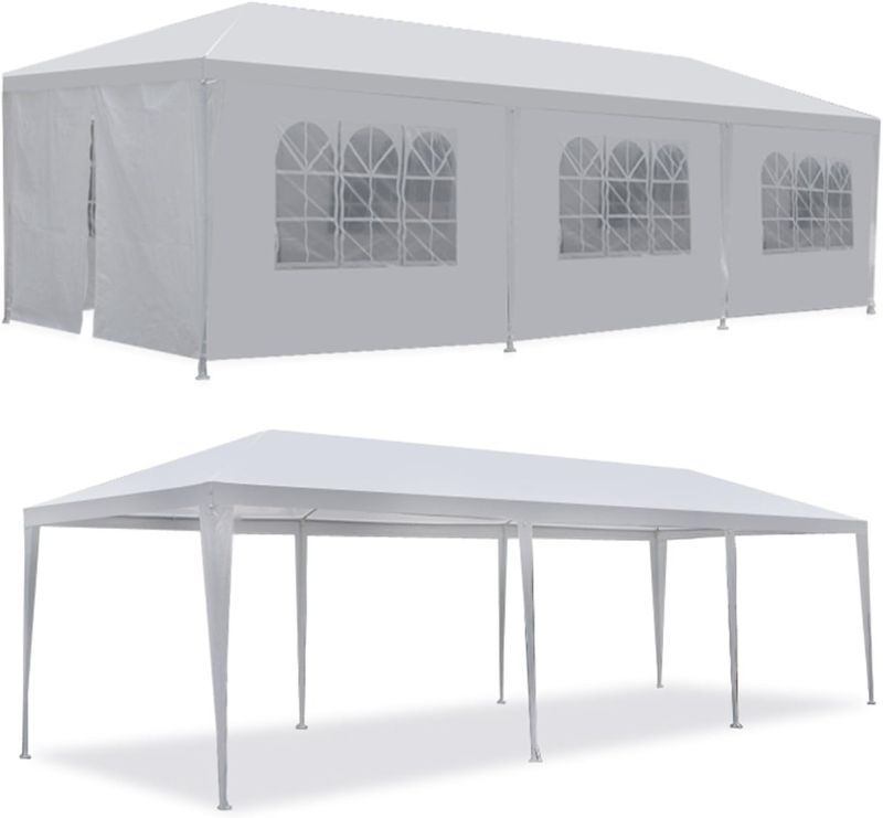 Photo 1 of **STOCK IMAGE IS A REFERENCE ONLY**  pe gazebo 3x9 white 2d2w- HEAVY