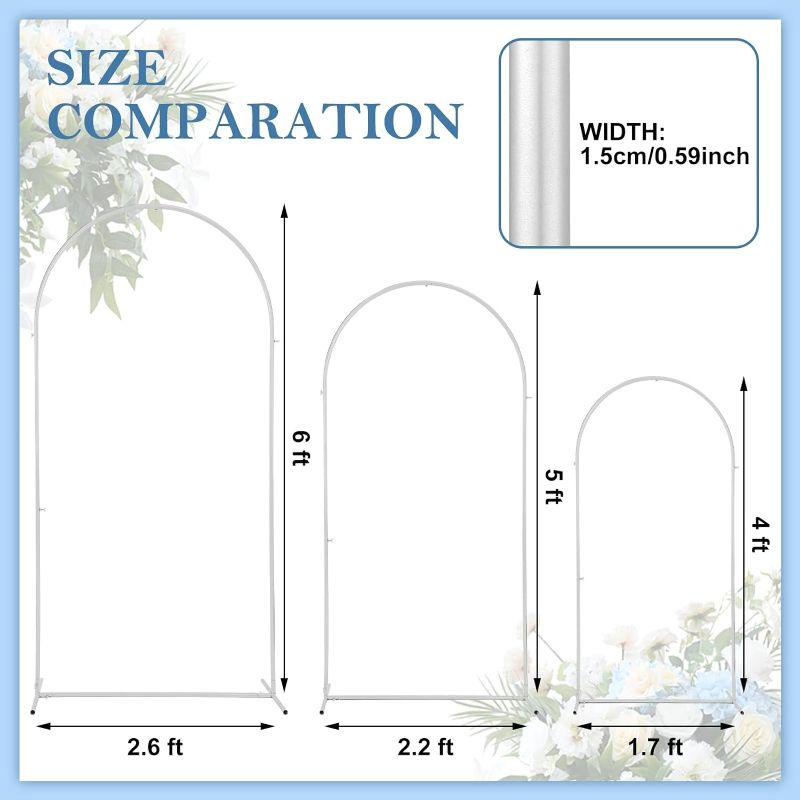 Photo 3 of (READ FULL POST) Amyhill Set of 3 Metal Wedding Arch Arched Backdrop Stand Wedding Arches (White)