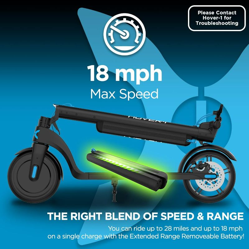 Photo 7 of (READ FULL POST) Hover-1 Highlander Pro Electric Folding Scooter | Top Speed 18MPH, Range 18 MI, Max Weight 264LBS, LCD Display, Hand Brake & Brake Light, Air Tires
